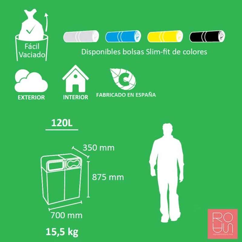 Paperera de reciclatge exterior Brussel·les 120 L - Edició especial